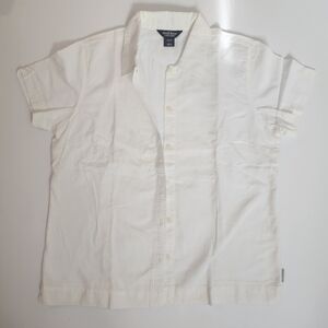 Vintage Woolrich White Short Sleeve Button Down Shirt, Size Large 100% Cotton